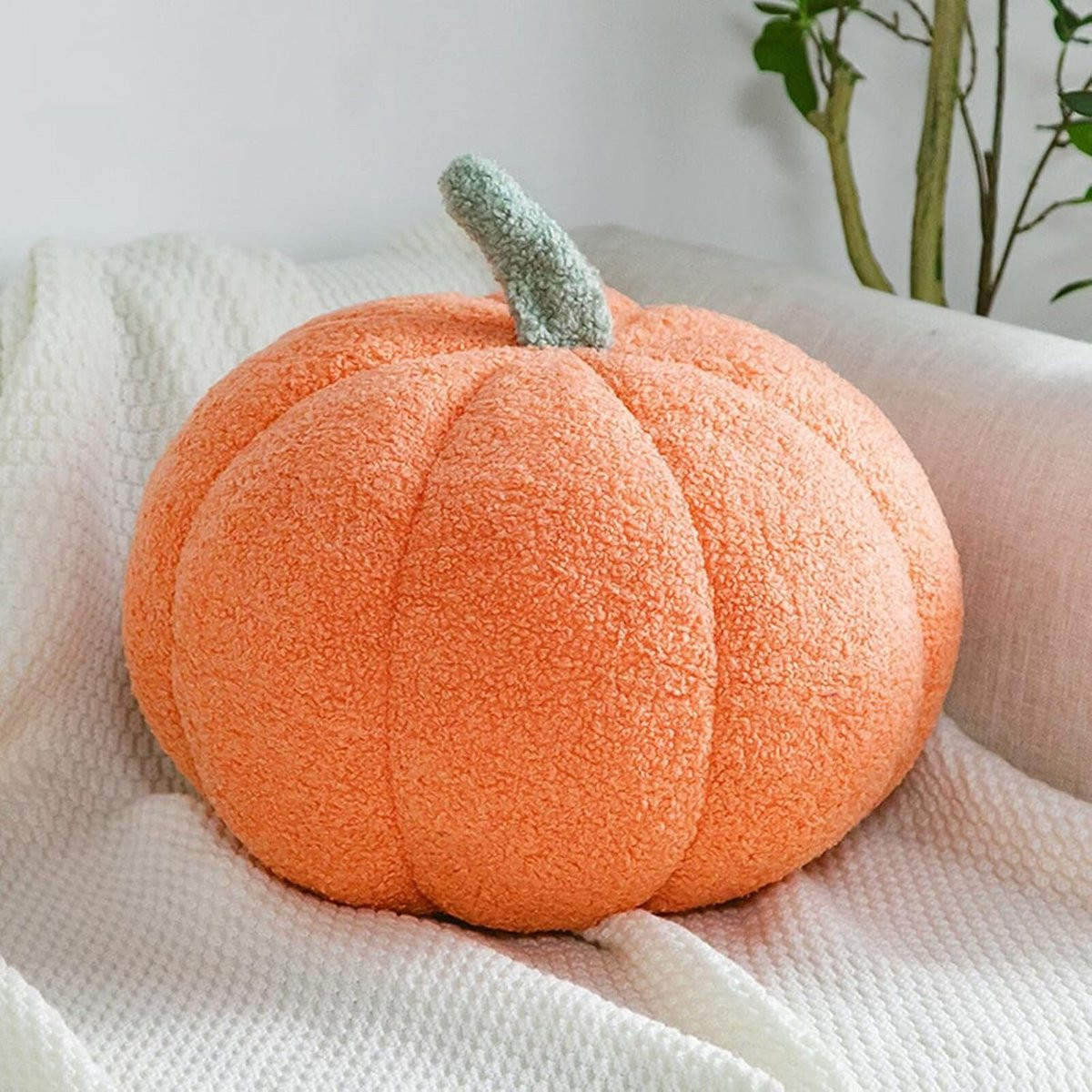 Pompoen Sierkussen voor Halloween Decoratie - Oranje - 20 cm