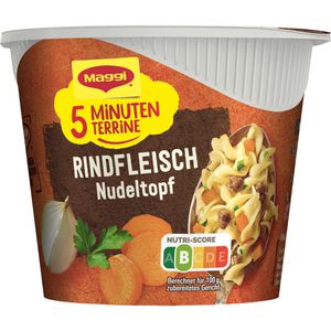 Maggi Fertiggericht 5 Minuten Terrine, Rindfleisch Nudeltopf, je 42g, 8 Stück