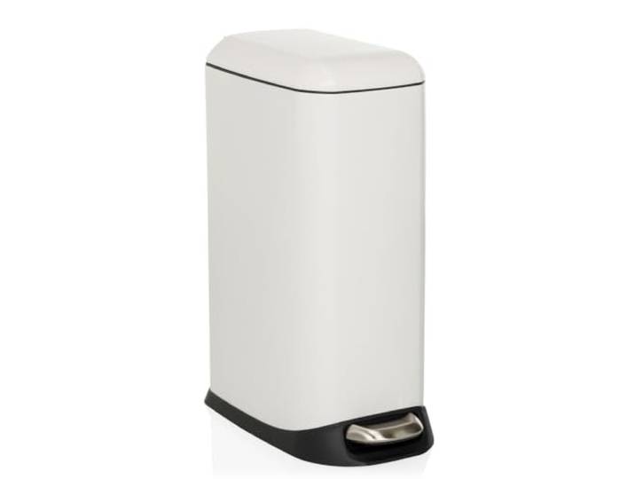 hjh OFFICE Poubelle 20L\, Poubelle à pédale avec couvercle\, Softclose CLEAN SLIM en acier Poubelle étroite avec seau intérieur\, blanc\, 56x34x22cm