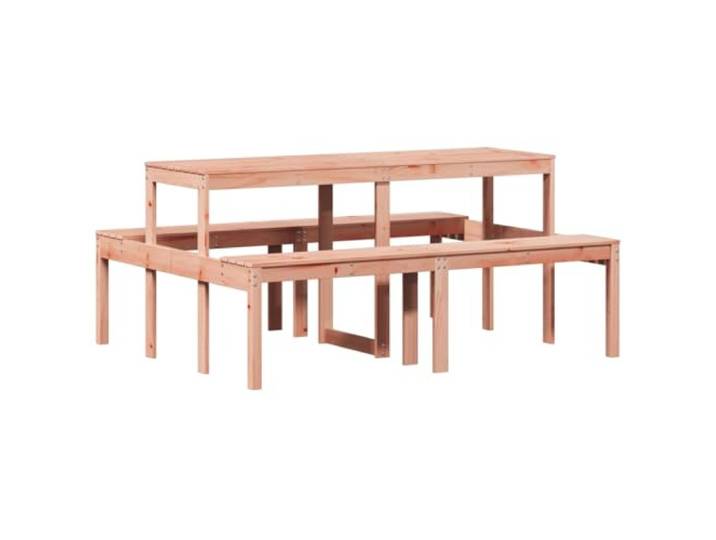 GHVBNMF Picknicktisch Massivholz Douglasie Gartentisch 160x134x75 cm Robuste Sitzgruppe aus unbehandeltem Holz für Veranda, Terrasse und Hinterhof mit integrierten Bänken.