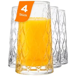 Pasabahce Leafy Longdrinkgläser – 4er Set, 450 ml