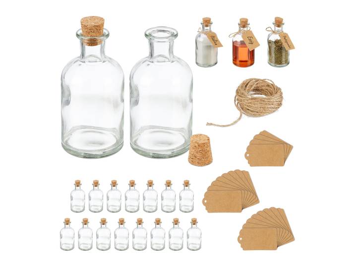 Dekogläser-Set mit Korkdeckel Hellbraun-Transparent