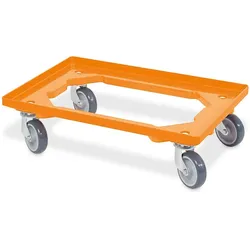 7x Logistikroller/Kistenroller für Behälter 600 x 400 mm, Tragkraft 250 kg, orange