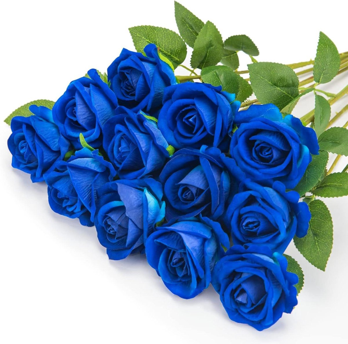 12 stuks Kunstmatige Blauwe Rozen van Flanel voor Decoratie