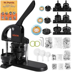 VEVOR Buttonmaschine Knopfmachermaschine 25/32/58mm, Badge Punch Press, Buttonpresse, DIY Badge Press Machine Button Badge Maker für Personalisiertes Abzeichen inkl. Zauberbuch