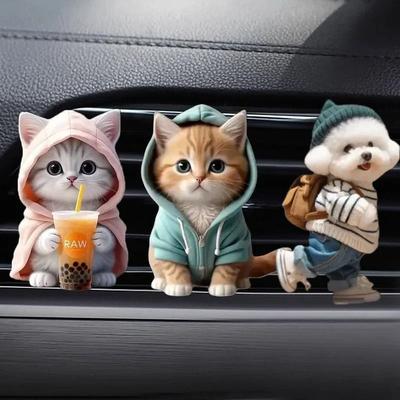 Uplift Picks Cute Cat Car Air Freshener Vent Clip Aromatherapy Diffuser Decor 3 Pcs