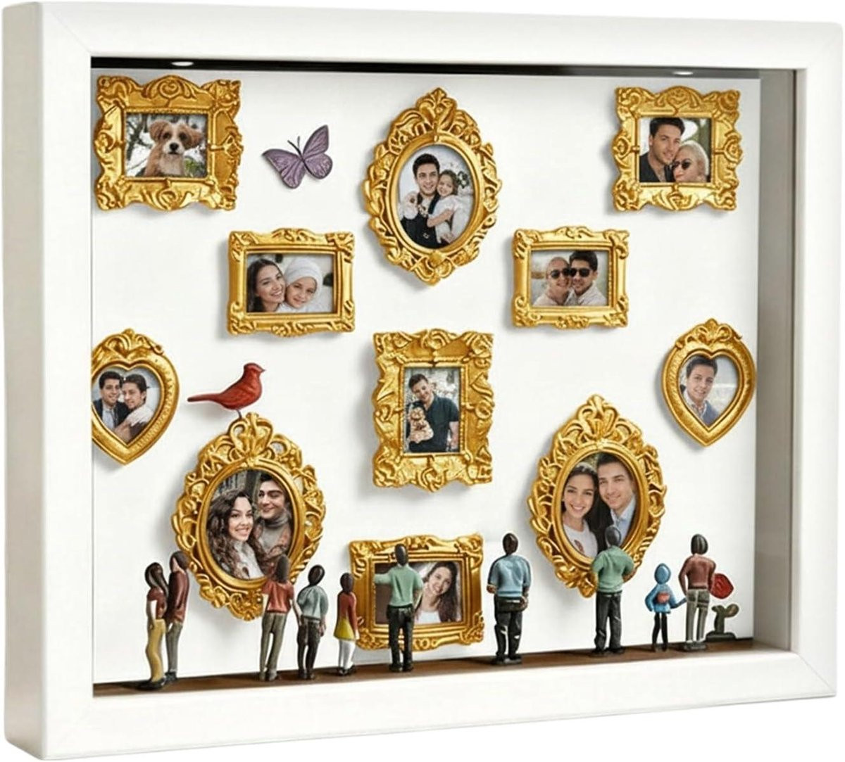 Mini Museum Display Houten Fotolijst met Verlichting Wit - Breedte: 314 cm