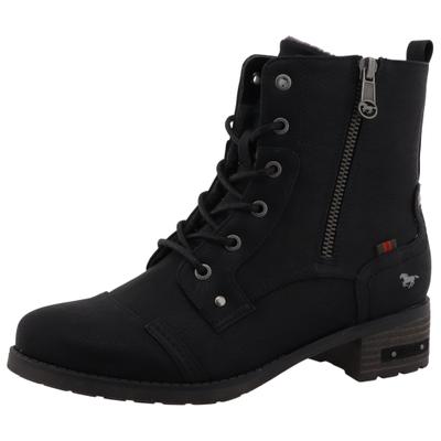 Winterstiefelette MUSTANG SHOES "Fabienne", Damen, Gr. 38, wärmend, schwarz, Lederimitat, Basic, Schuhe Winterstiefelette, Schnürstiefelette mit Blockabsatz