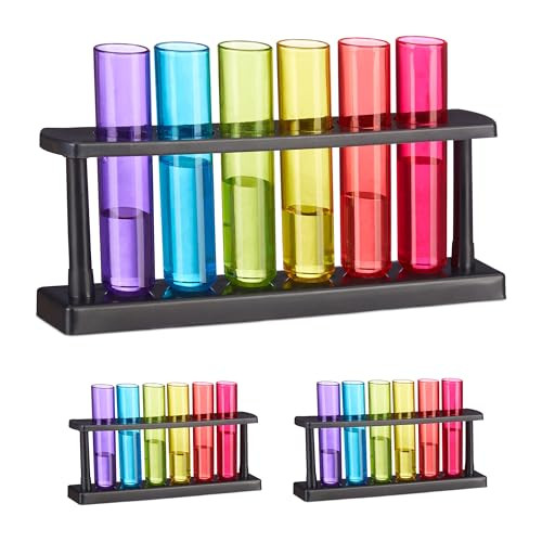 Relaxdays Shotglaasjes set van 18 met houders, 40 ml, multicolour