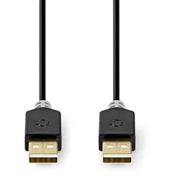 Nedis USB-Kabel - USB 2.0 - USB-A Stecker - USB-A Stecker - 480 Mbps - Vergoldet - 2.00 m - Rund - PVC - Anthrazit - Box
