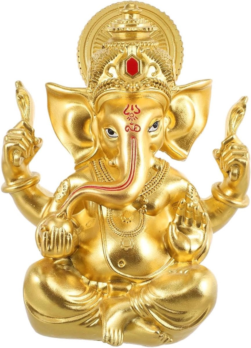 Goud Olifant Boeddha Beeld van Hars voor Interieur Decoratie