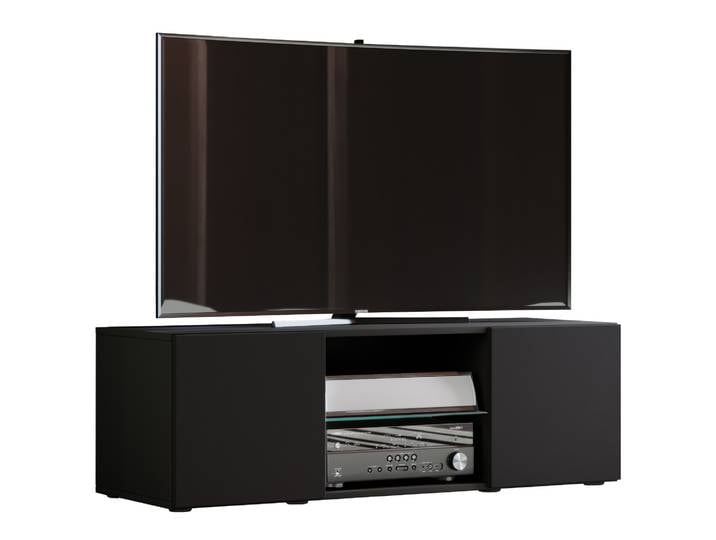 Wohnzimmertisch VCM Holz TV Lowboard Möbel Fernsehschrank Lowina , schwarz, B:95cm T:36cm, Regale, TV-Sideboard