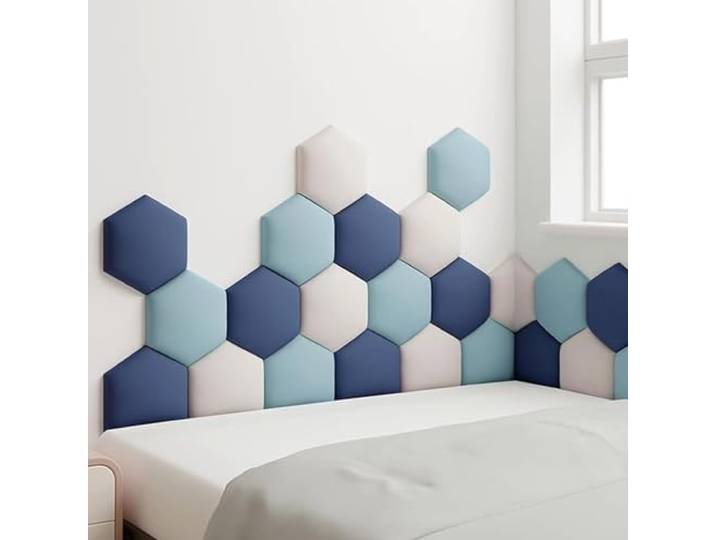 HLTQL Wandpaneele Bett Gepolstert、Polsterpaneel Wand Hexagon、Polster Kopfteil、Wandpaneele Polster Selbstklebend、Wohnzimmer Bett Lendekissen、Wandpolsterung(#6,120x70cm)