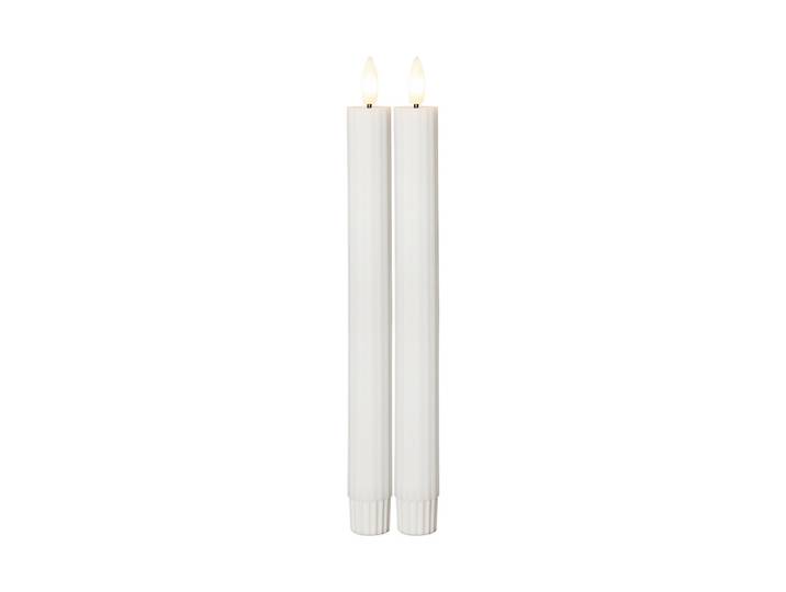 LED Dinner Kerze 2P Flamme Stripe Weiss