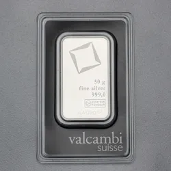 Silberbarren 50g VALCAMBI, Blister