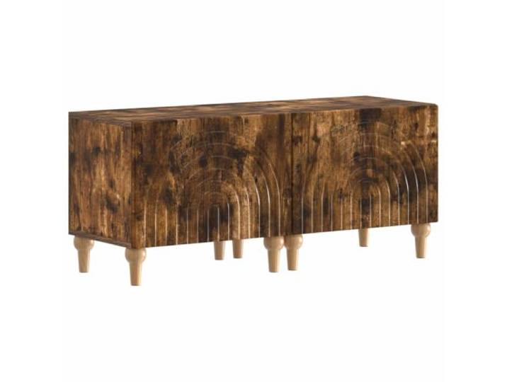 GKHPYURE TV-Schrank Eiche Rauchgrau aus Holz 98 x 35 x 43 cm Technisches Holz, feuchtigkeitsbeständig, schlankes Design, platzsparend, 90° drehbare Türen, Inneneinsatz, Montage