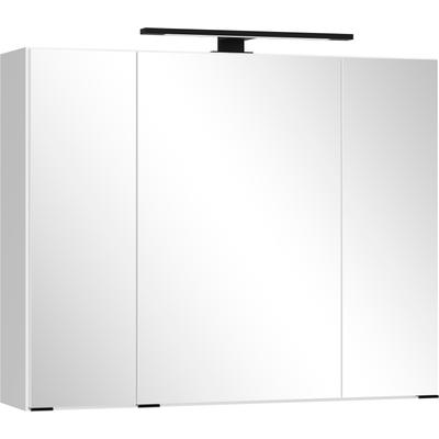 Badezimmerspiegelschrank WELLTIME "CADIZ, gedämpfte Scharniere", weiß, B:80cm H:64cm T:20cm, Holzwerkstoff, Schränke, Rundumsicht, dank besonderer Klapptechnik