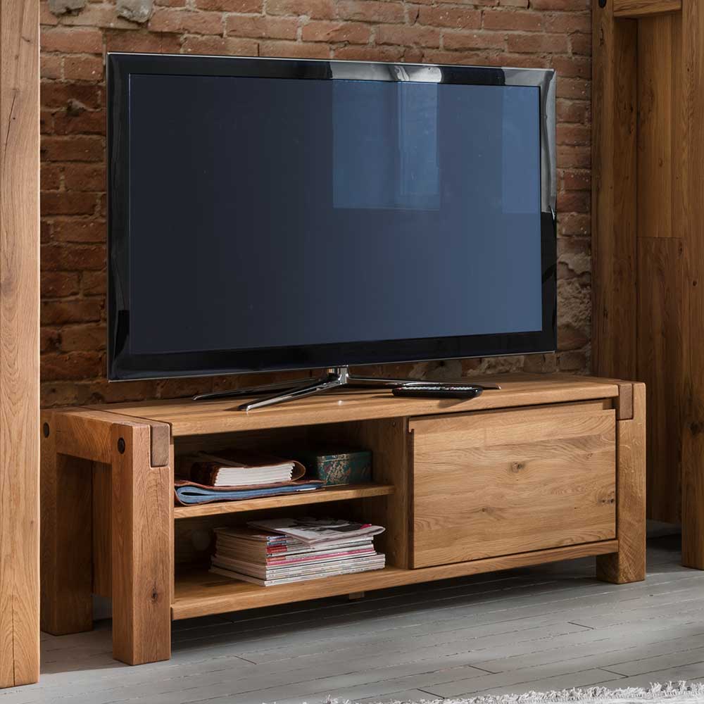 Pharao24.de TV Board aus Eiche Massivholz Klappe