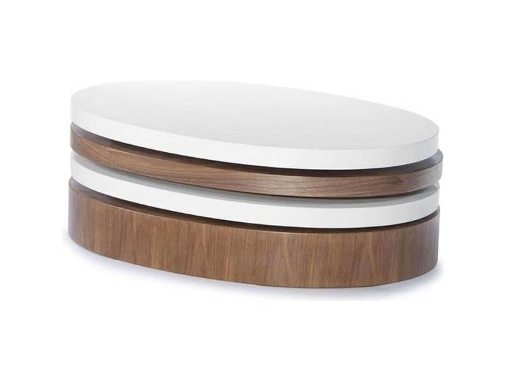 Table basse bois et laqué SIDONY - Noyer/Blanc - Bois foncé