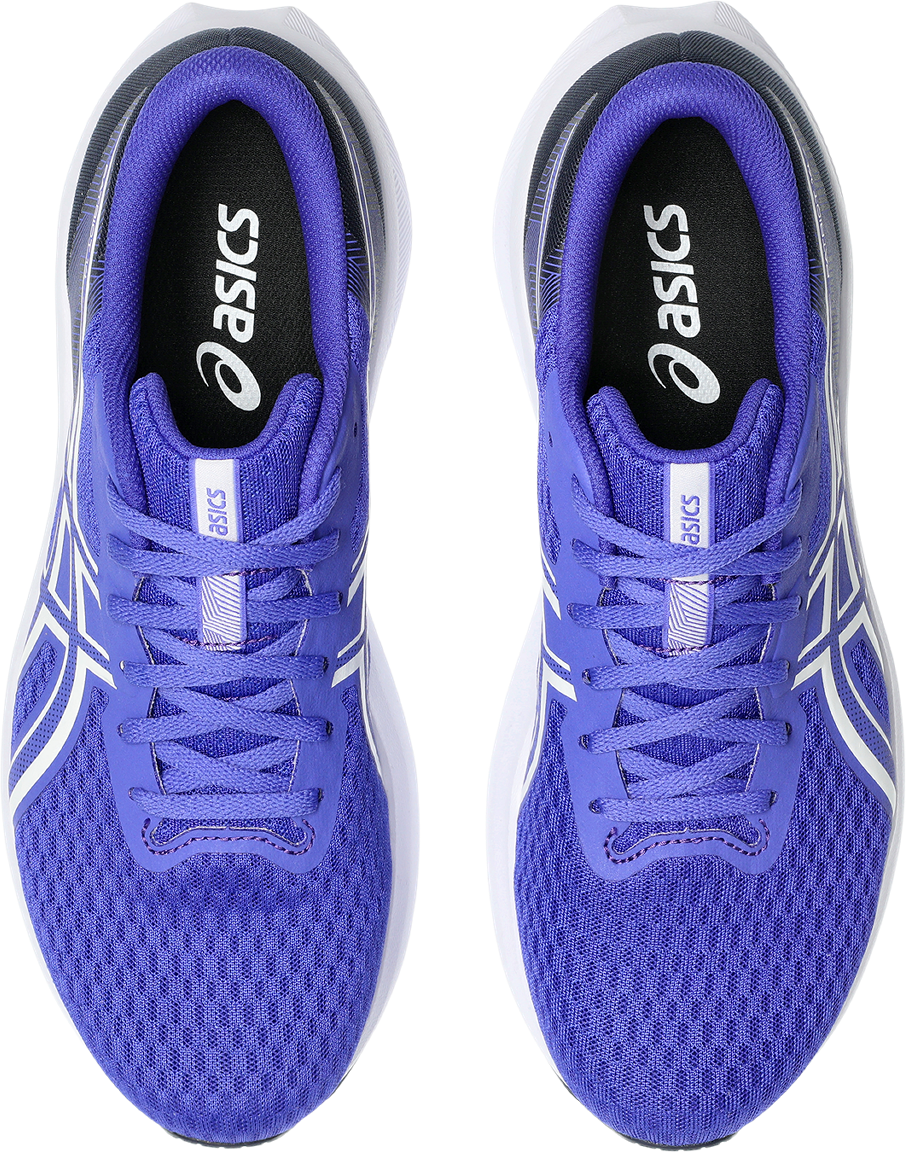 Laufschuh ASICS "PATRIOT 14", Herren, Gr. 45, blau (cobalt burst, weiß), Synthetik, Schuhe Laufschuh, atmungsaktives Mesh-Obermaterial, Energiegeladene Mittelsohle cobalt burst, weiß 45