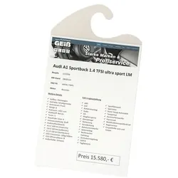 EICHNER 5 Preisblatt-Taschen »A4 (hoch) - 21 x 34 cm« Hakenfixierung am Innenspiegel transparent