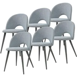 En.Casa, Stühle, Esszimmerstuhl Karijoki 6er Set Webstoff Grau (6x)