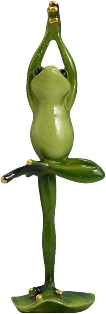 Decoratieve Yoga Kikker Yoga Standbeeld - Groen - Hoogte: 11,6 cm