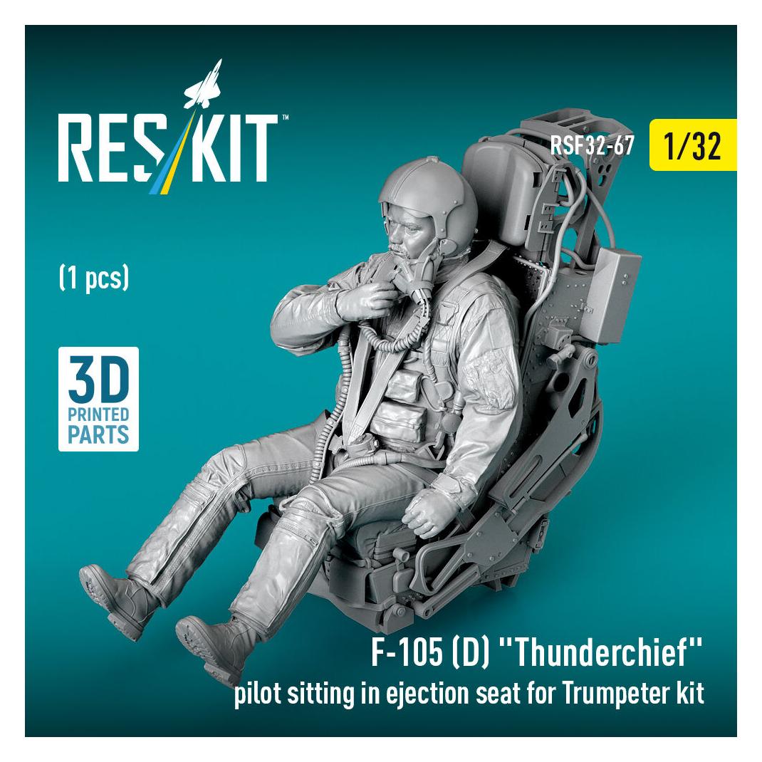 ResKit F-105D Thunderchief pilot sitting in ejection seat for Trumpeter kit (1 pcs) (3D Printed) (RSF32-0067)