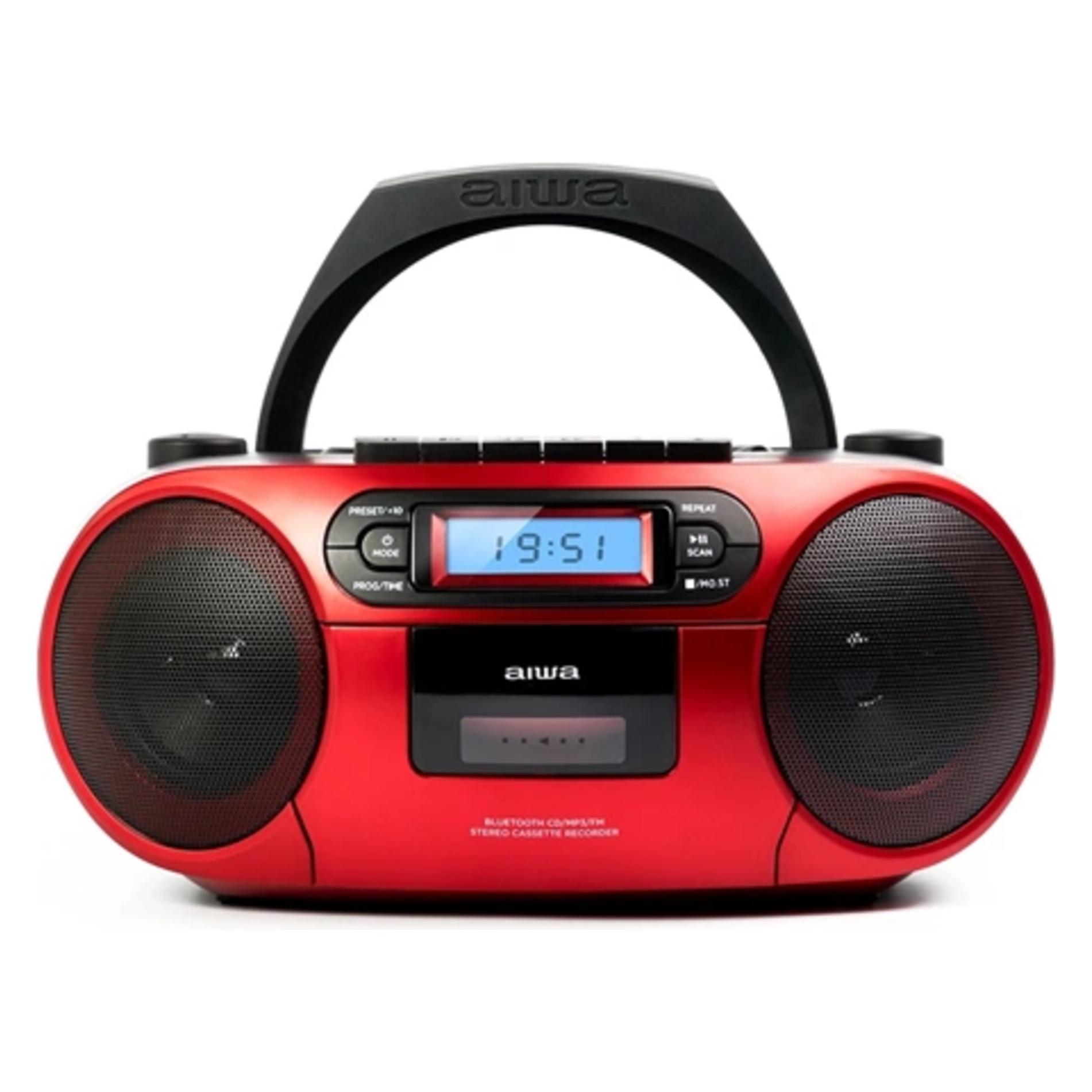 Aiwa Portable Retro Boombox CD/MP3/USB/Cassette/BT/FM Red RC-250RD (FM, Bluetooth) (RC-250RD)