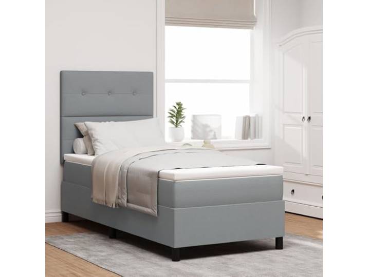 SKTQYQO Boxspringbett mit Matratze Hellgrau Bettgestell für Schlafzimmer Bettrahmen für Hotels und Studien 100x200cm Stoff