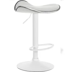 Décoshop26 - Barhocker x1 ergonomischer weißer PVC-Sitz weißes Metall-Trompetenfußgestell 10_0005387