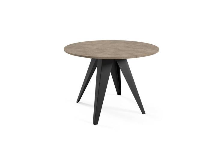Feldmann-Wohnen Esstisch Gerda Chicago Concrete Dunkelgrau / Schwarz 90/128 / 90 / 76cm, Metall, Rund,Rund, Stativgestell, 90x76x90 cm, Esszimmer, Esstische