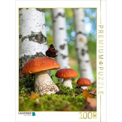 CALVENDO Puzzle Rotkappen Pilze und Schmetterling | 1000 Teile Lege-Größe 64x48cm Foto-Puzzle für glückliche Stunden