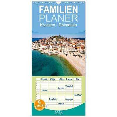 Familienplaner 2026 - Kroatien - Dalmatien mit 5 Spalten (Wandkalender, 21 x 45 cm) CALVENDO