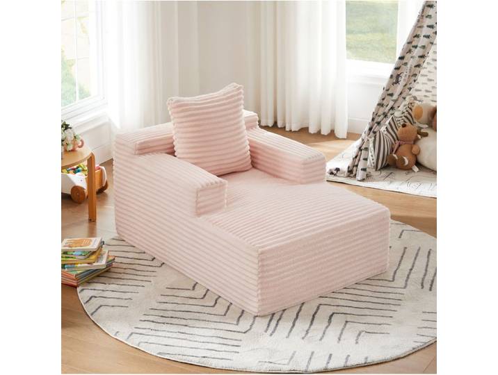 Fauteuil relax 1 place compressé sans montage - BEAUNIV - mousse ressorts ensachés corduroy rose