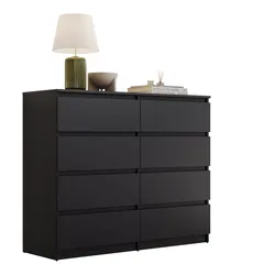 SIDEBOARD HANA M8 mit Schubladen Schwarz matt