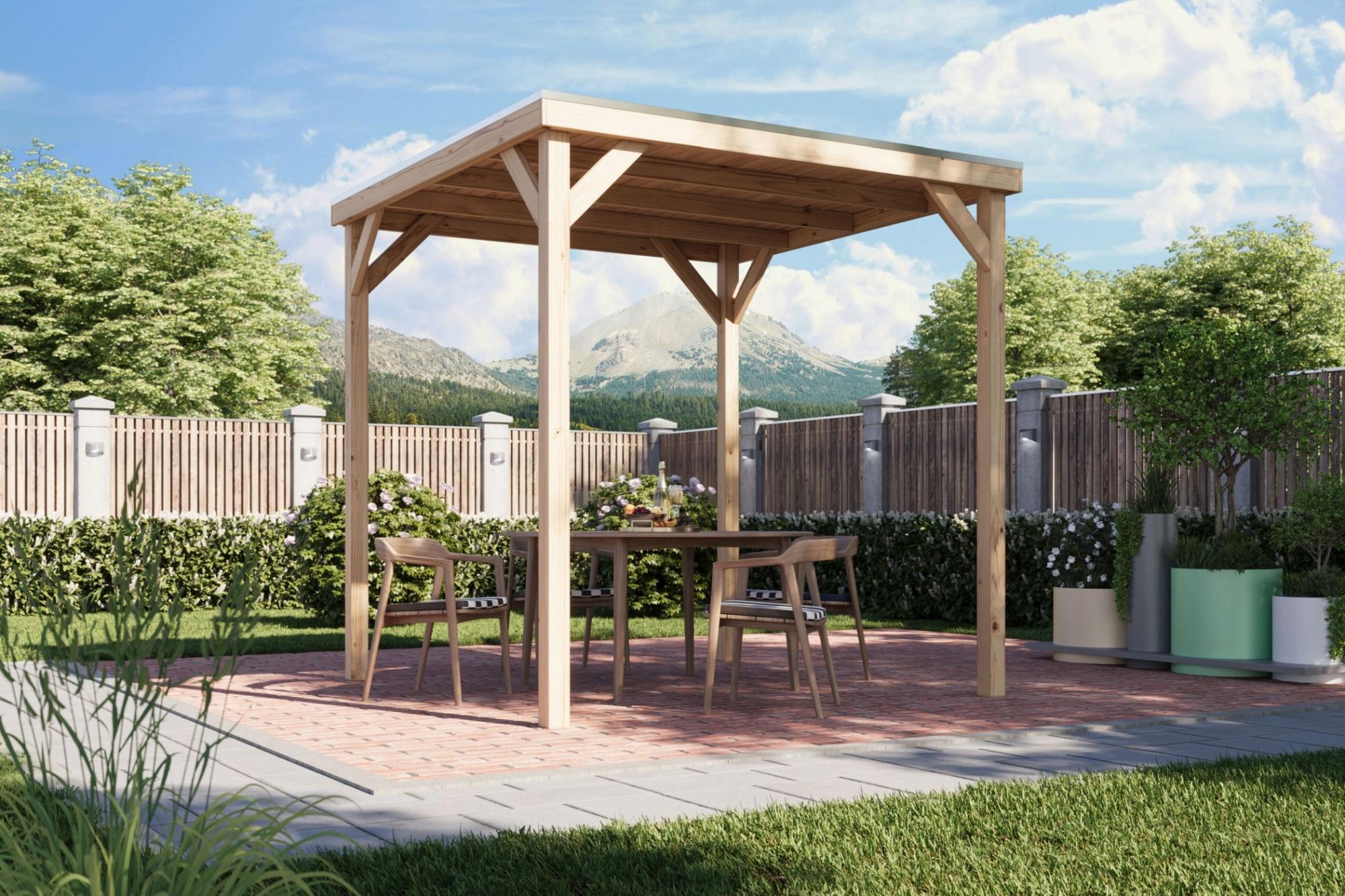 Pavillon Holzpavillon Unterstand Grillunterstand Fahrradunterstand Mülltonnenunterstand CUBECO 231x231x243 cm