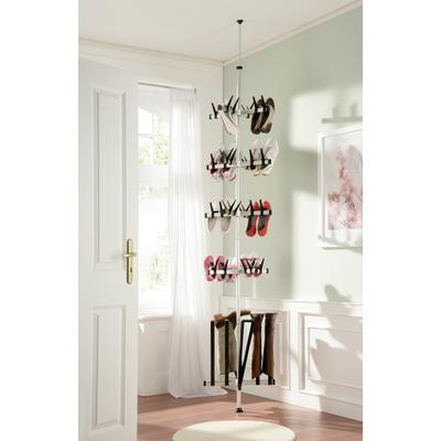 Schuhregal RUCO, grau (aluminiumfarben, schwarz), B:45cm H:240cm T:42cm, Aluminium, Kunststoff, Regale, Schuhregal, Aluminium/Kunststoff, höhenverstellbar
