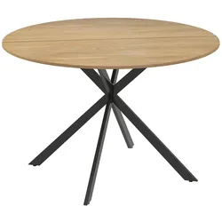 HOMCOM Runder Esstisch für 4 Personen mit Stahlgestell, Ø 120 x 75 cm, Eiche