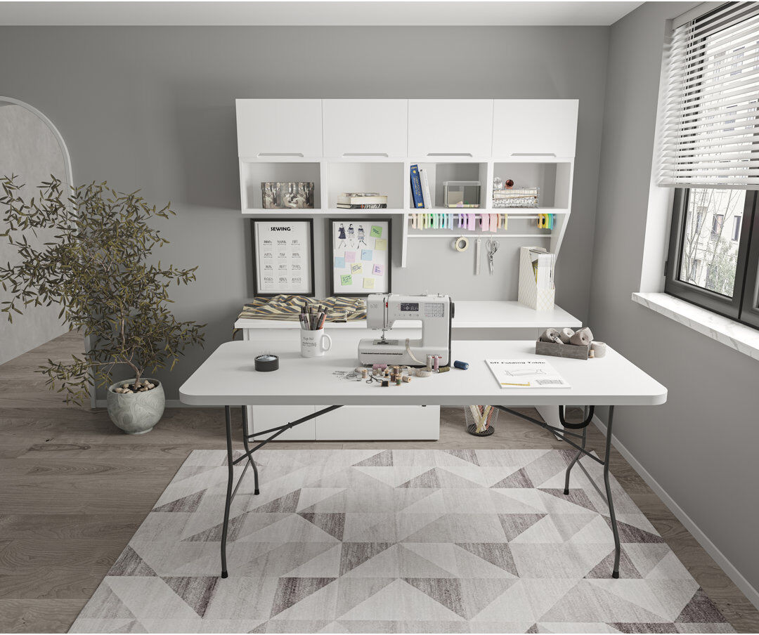 Dakota Fields Allgaier 180cm Rectangular Folding Table Grey 187.96cm H X 180cm L X 70cm D