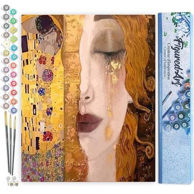 FiguredArt PN2088 - Malen nach Zahlen, Gustav Klimt, Leinwand 40x50cm ohne Rahmen, Malset, Paint by Numbers