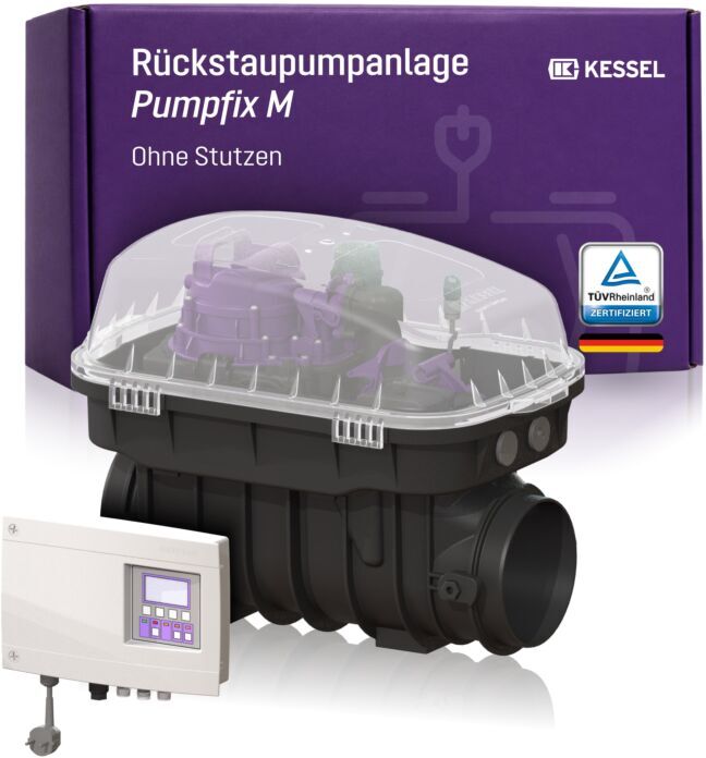 KESSEL Rückstaupumpanlage Pumpfix M 24000 ohne Stutzen für  fäkalienhaltiges Abwasser, 1 Pumpe, Comfort-Schaltgerät DN 100-200, Kunststoff