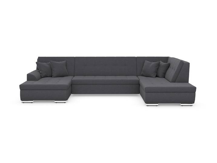 Wohnlandschaft DOMO COLLECTION TREVISO inkl. Zierkissen, moderne Steppung, XXL: 364x201x83 cm , grau, B:364cm H:83cm T:201cm, 100% Polyester, Sofas, Wohnlandschaft, wahlweise mit Bettfunktion, in vielen Bezugsarten auch in Cord U-Form