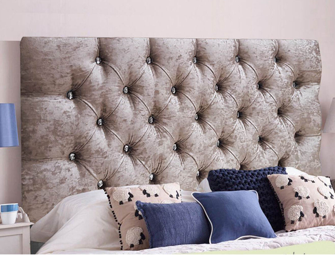 Rosdorf Park Esters Upholstered Headboard Velvet/Champagne Kingsize (5')