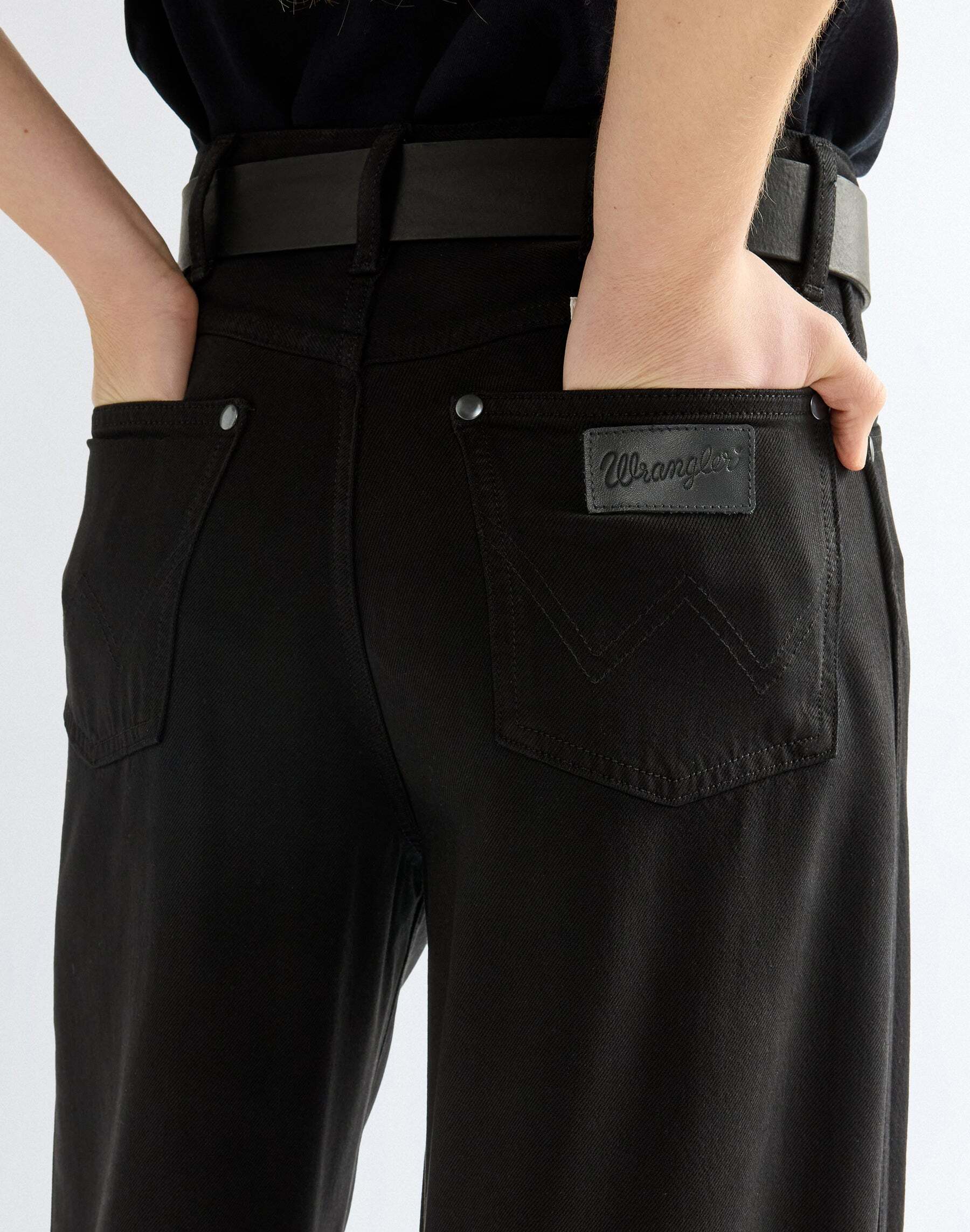 Hüftgürtel WRANGLER "WRANGLER Gürtel Oval", Damen, Gr. 80, schwarz, Obermaterial: 100% Rindsleder Leather cow., Gürtel Hüftgürtel schwarz 80