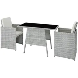tectake Rattan Sitzgruppe Lausanne 2+1  Hellgrau