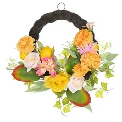 ABELLA Flora künstl. Dekokranz Blütenpracht & Rattan Ø 55cm