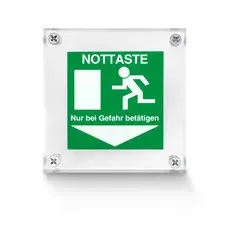 Nottasten-Hinweisschild, grün RAL 6032, Pfeil nach unten