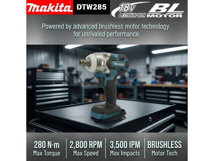 Makita DTW285 – clé à chocs sans balais 18V, 280Nm, 3 vitesses, 1/2 pouces, pour batterie Makita 18V, outil de réparation automobile