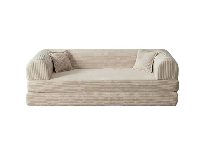 Bettsofa Legom Eco Creme Gerippter Plüschstoff B 190 T 90 cm - Bettsofa